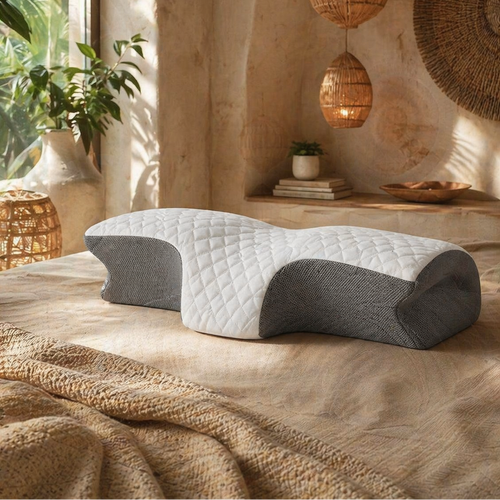 Contour memory foam pillow supporting sleep posture and cervical spine alignment for better rest